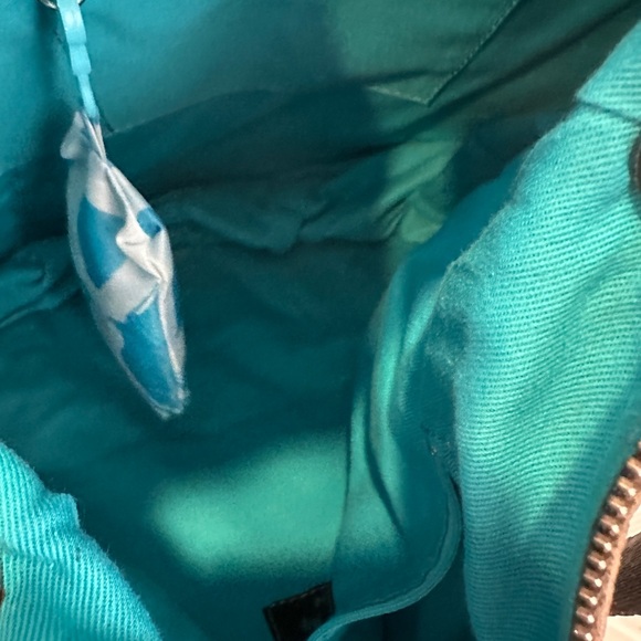 GABS Hobo Bag Crossbody EXPANDABLE Brown Distressed Leather Aqua Accents Italy - Picture 11 of 16